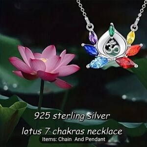 .925 Silver - 7 Chakra Gems Ohm Pendant W/Necklace - $5.95 Shipping